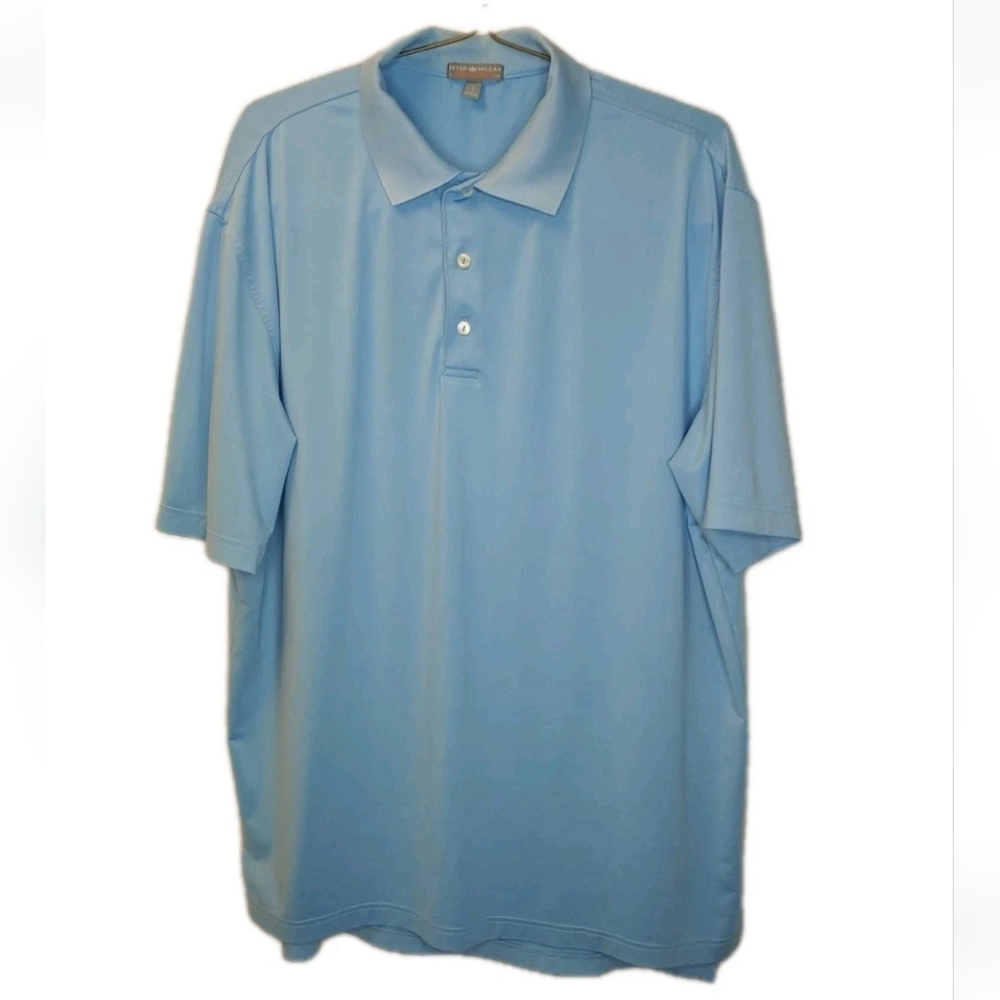Peter Millar Summer Comfort Golf Polo Shirt Men Sz Large Blue Tennis Pickleball